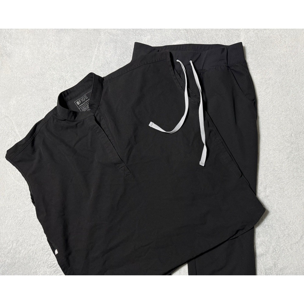 FIGS Rafaela Medium / Zamora Jogger Medium Scrub Set Womens Top Pants Black